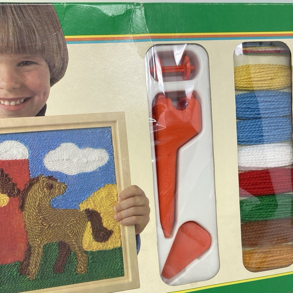 Vintage 1980's Fisher Price Color With Yarn Craft Kit Ponies #751 Hobbies Crafts - Picture 4 of 14